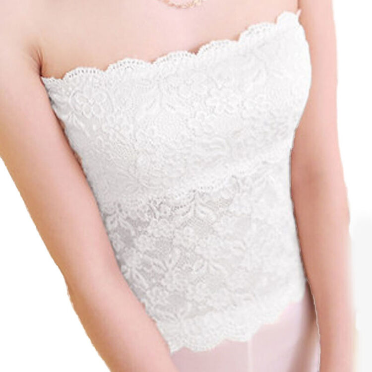 女抹胸吊带裹胸性感蕾丝肩带可拆卸围胸 白色 m