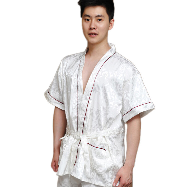 shenxinv领汗蒸服男款棉质中袖酒店洗浴服桑拿服 白色 l