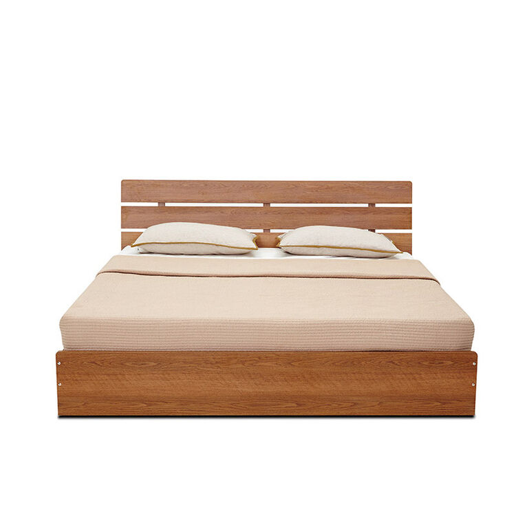 曲美家具家居 简约北欧 板式木质双人床 卧室环保双人婚床 深橡色