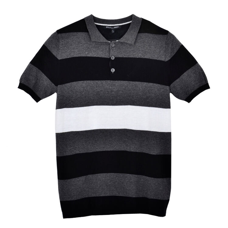 班尼路都市系列balenourban男装新款短袖横间polo针织衫灰色m