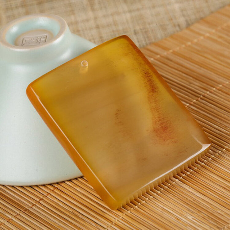 王晓龙珠宝牛角牌子 平安无事牌吊坠挂件 时尚简约男女饰品