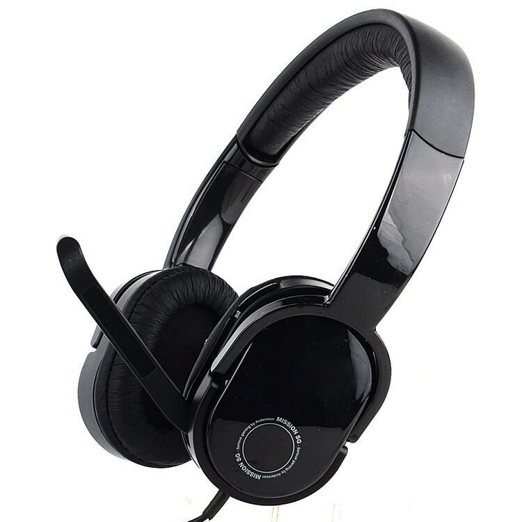 品怡usb自带声卡头戴式通话音乐耳机 线控带麦电脑耳机 黑色