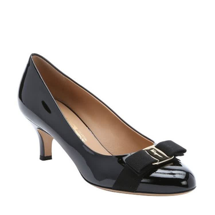 ferragamo/菲拉格慕女鞋皮鞋皮高跟鞋0574558 黑色 跟高5cm 5.5/36