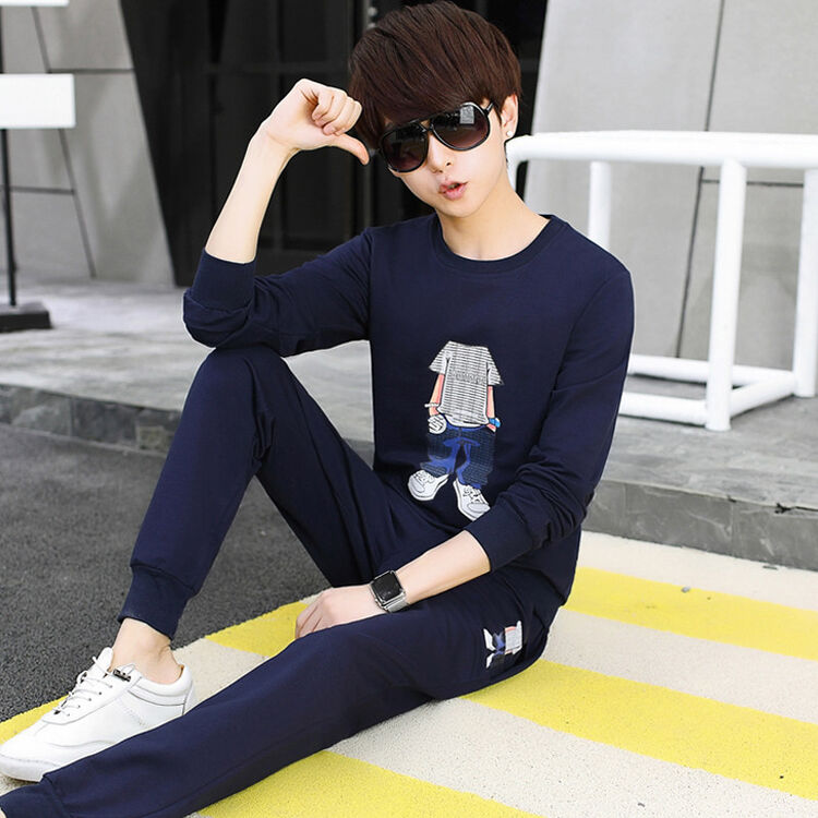 13初中学生青少年14岁男孩15-16-17-18长袖t恤男韩版运动卫衣套装