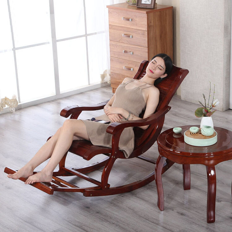 河湟 摇摇椅休闲椅躺椅成人逍遥椅阳台午睡椅老人躺椅摇摆椅 实木摇椅