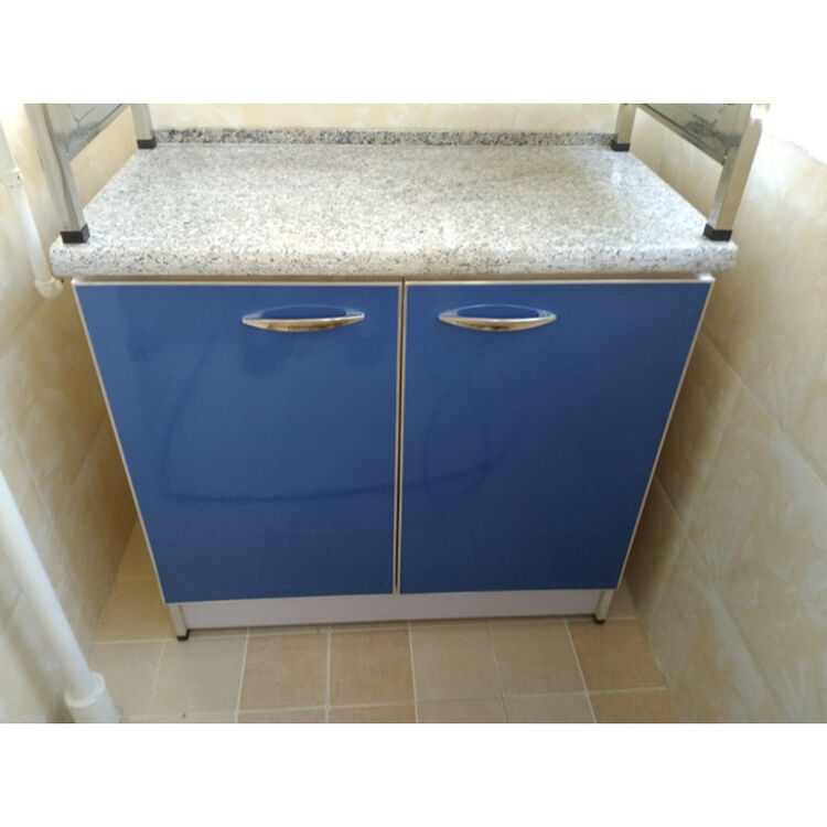 简易 组装灶台柜子整体储物柜碗柜大理石面不锈钢面 大理石面两门柜