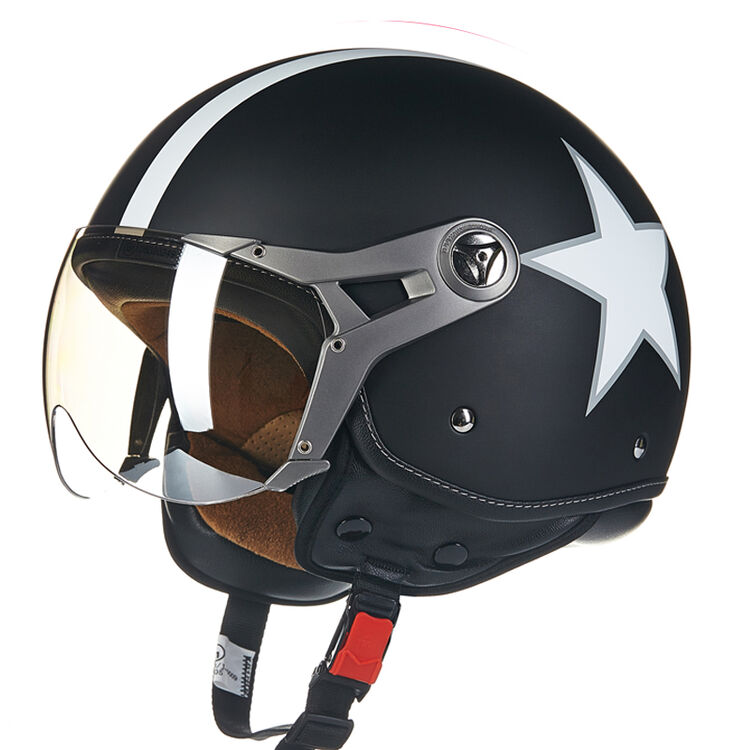 beon摩托车安全头盔 男女士哈雷时尚空军复古四季半盔 踏板电动车春夏