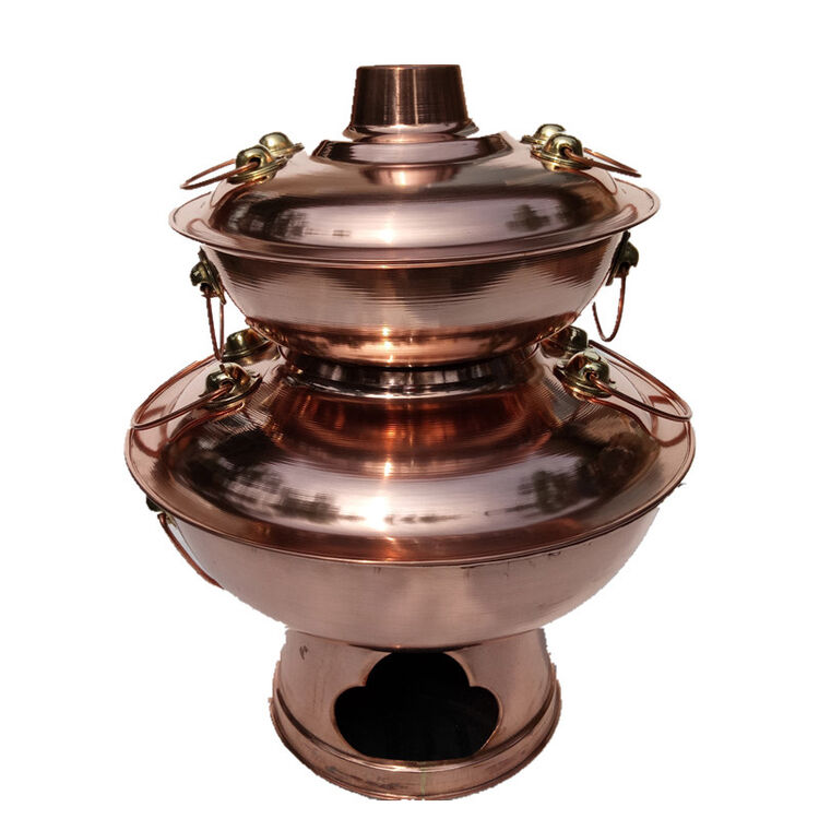 菲亚莉(phialee) 加厚双层紫铜木炭铜火锅双层火锅锅塔锅紫铜涮肉多层