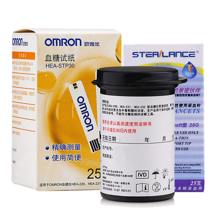 欧姆龙(omron) 血糖仪试纸hea-stp30送采血针 25片装 25针
