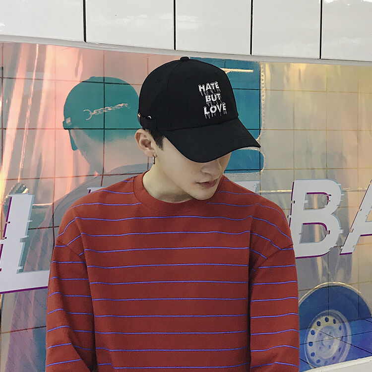帽子男潮鸭舌帽男士棒球帽韩版嘻哈帽遮阳帽男生潮流韩版男帅气 黑色