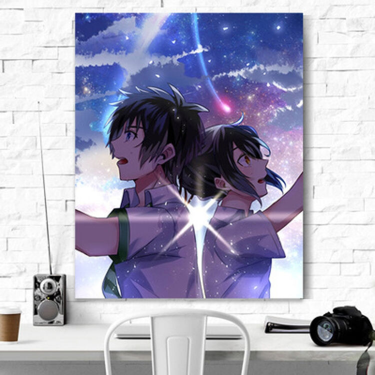 diy数字油画 卡通动漫人物【你的名字】卧室客厅手绘油彩装饰画 gx