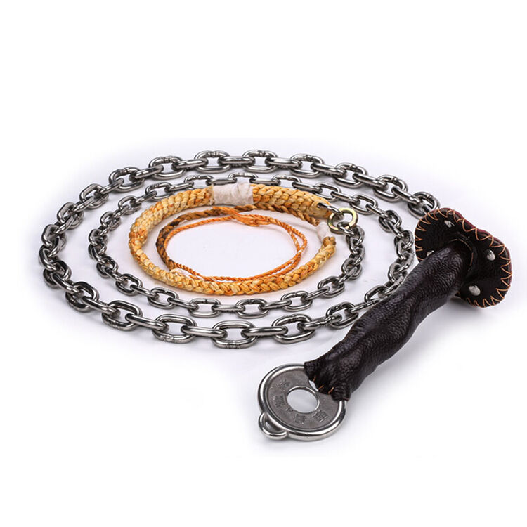 户外 麒麟鞭 牛皮把手双环响鞭甩鞭钢鞭健身鞭子鞭头不锈钢铁鞭 普通