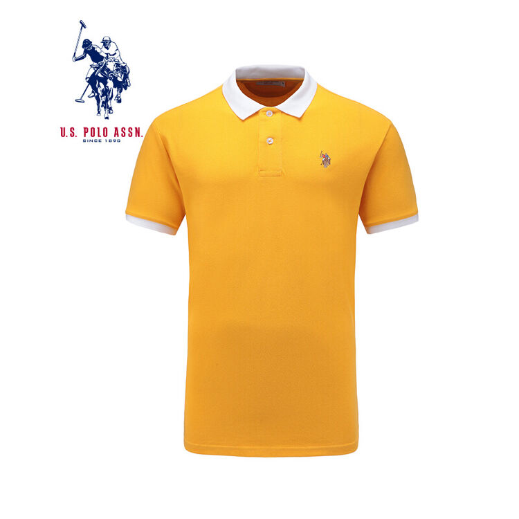 uspolo美国马球协会 夏季男士短袖polo衫 异色领t恤男 橘黄 165/s
