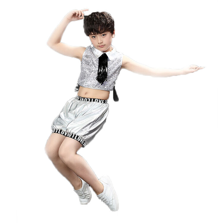 幂范西男女童新款亮片表演服儿童爵士舞蹈服装小学生六一儿童节演出