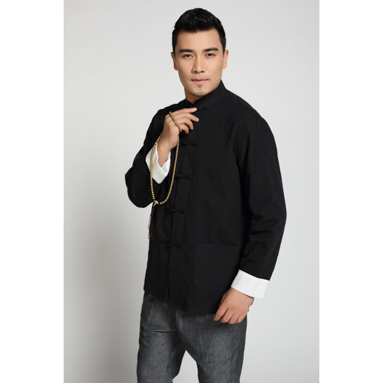 春秋款复古中国风外套中式棉麻盘扣唐装民国风男装短打上衣改良中山装