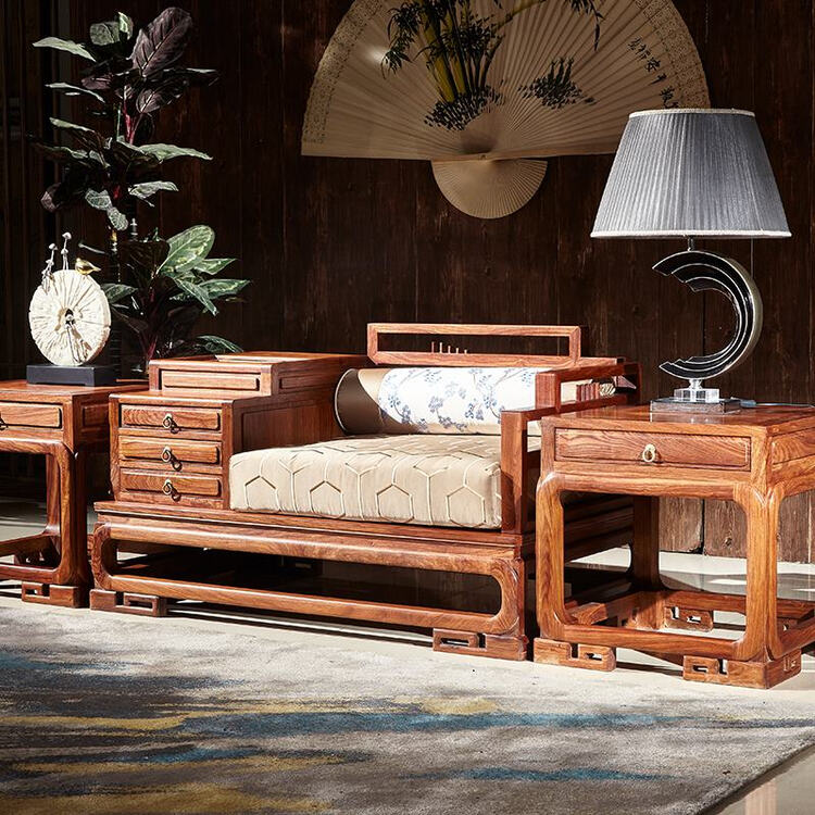 鸡翅木沙发沙发中式仿古组合客厅紫檀家具茶几花梨木刺猬凳子沙发椅