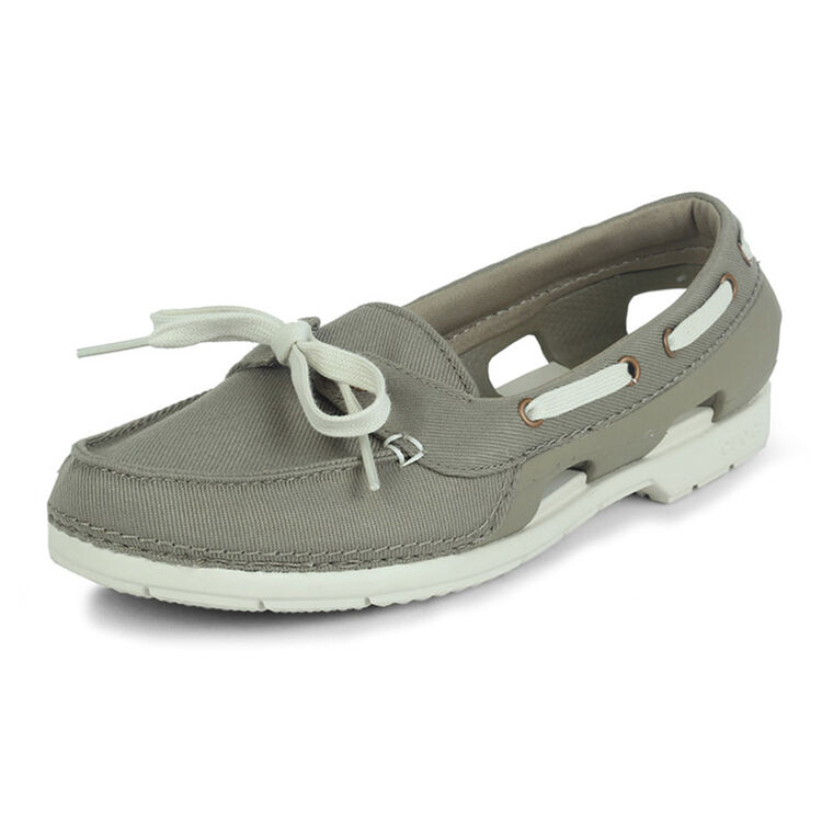 全球购 卡骆驰/crocs 女士海滩帆船鞋镂空系带帆布鞋 灰色 美码08