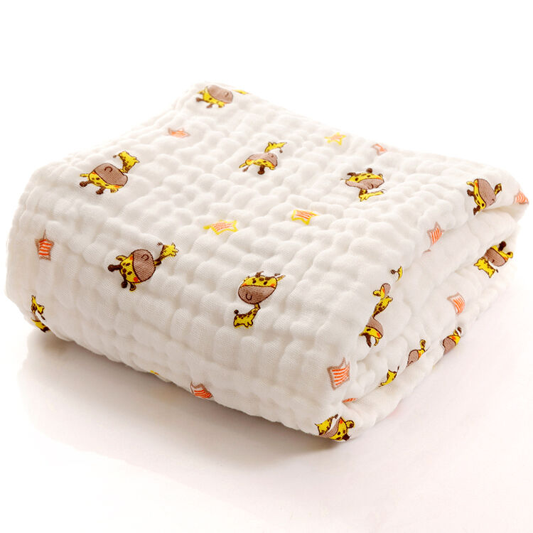 婴儿毛巾被 纯棉婴儿新生儿浴巾双人秋冬印花简约米床床笠三件套单人