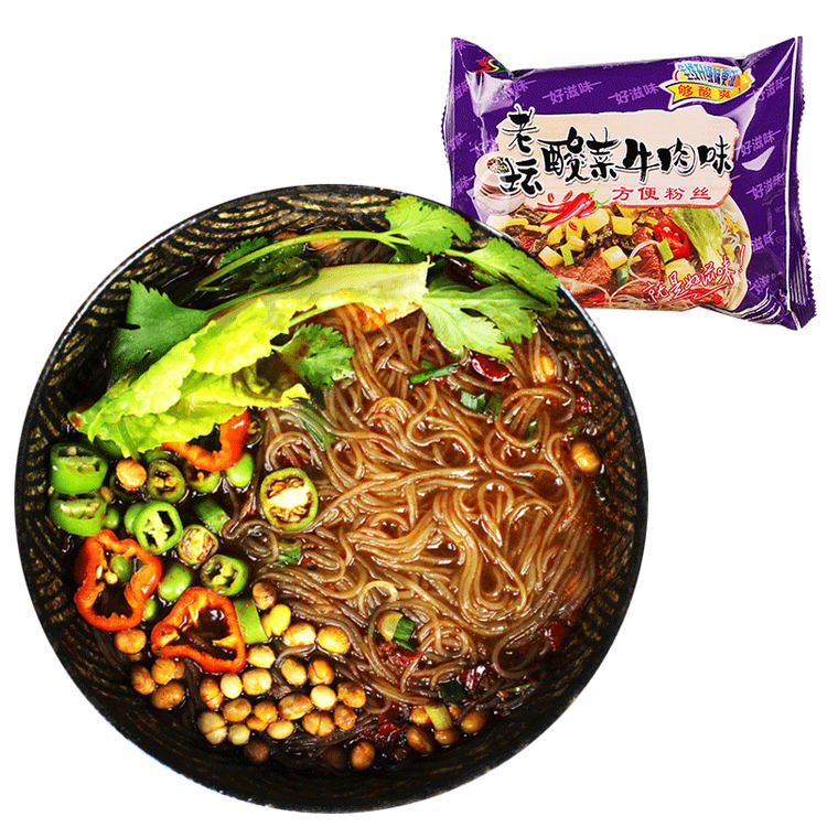 正文酸辣粉丝90g袋 麻辣香辣红烧酸菜牛肉味红薯粉条酸辣粉方便面速食