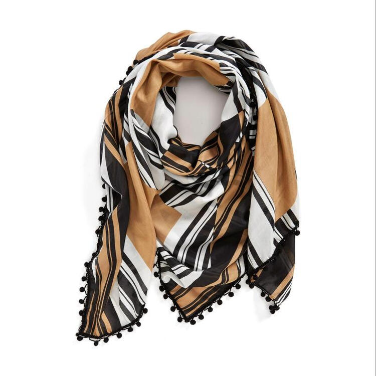 伯奇 女士tory burch half circle logo 方形围巾