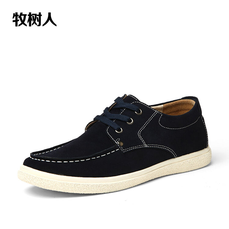 牧树人 秋季新款男士休闲鞋男鞋英伦风反绒时尚低帮潮鞋 wk66 深蓝色