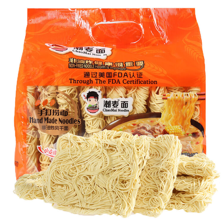 潮麦面条 竹升面港式车仔面 手打捞面750g