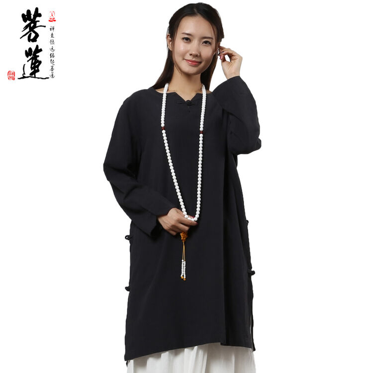 菩莲禅意原创女款肌理苎麻棉盘扣禅衣休闲居士服长瑜
