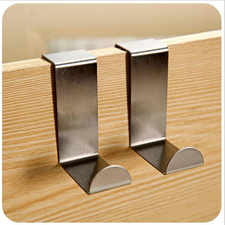 门背挂钩 无痕门背式不锈钢衣物挂钩 多功能门后免钉挂衣钩 2枚装