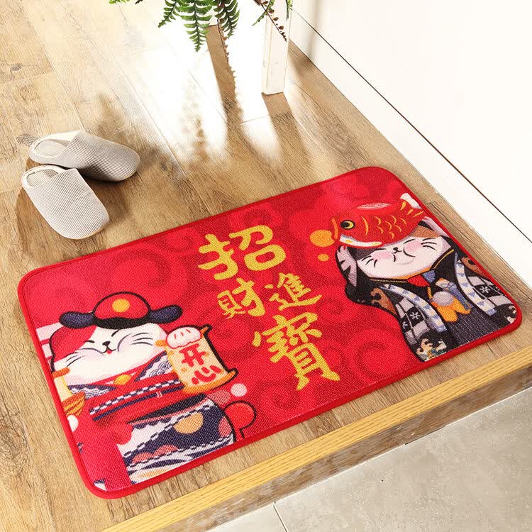 进门玄关家用脚垫 招财猫地垫防滑垫子 卧室门厅楼梯垫子 招财进宝 45
