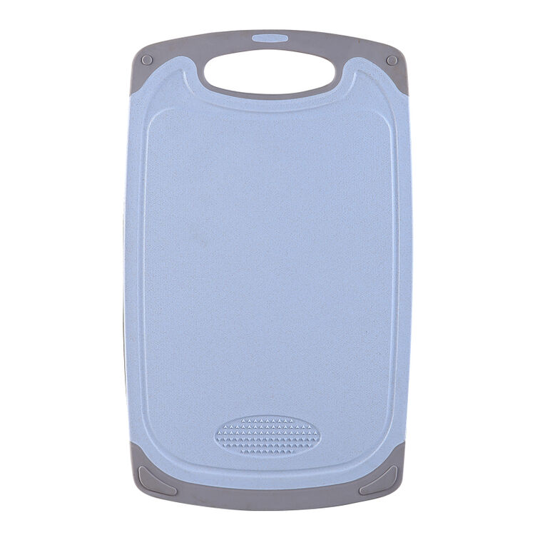 菜板麦秆砧板易清洗切菜板水果板双面使用防滑带防溢导流槽 蓝色(40*