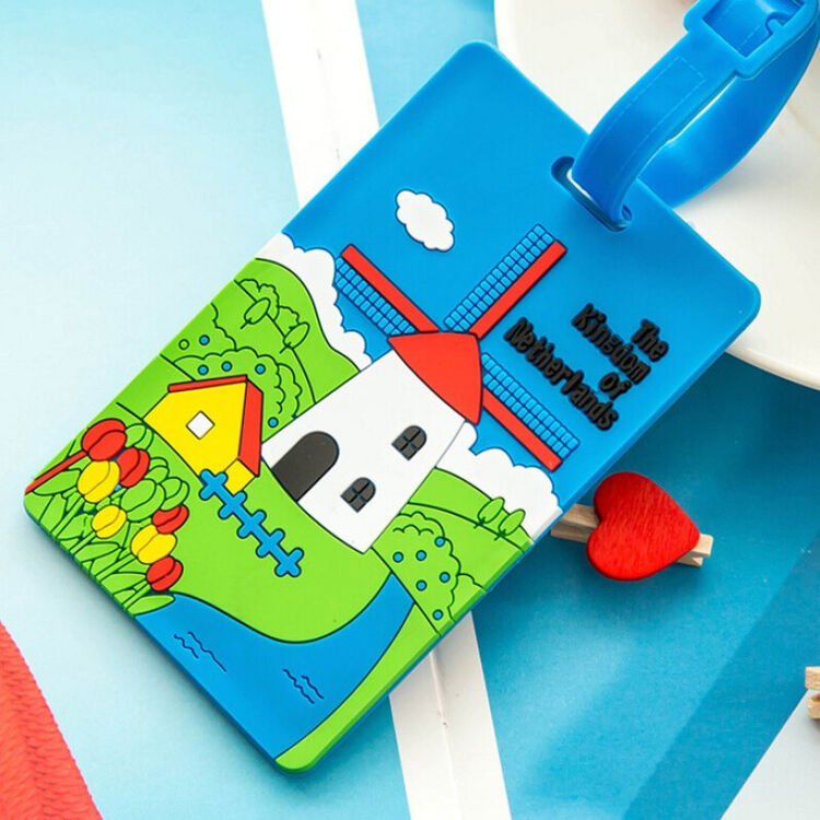 旅行便携登机牌行李箱卡通硅胶行李牌挂牌吊牌托运牌旅游用品 蓝色