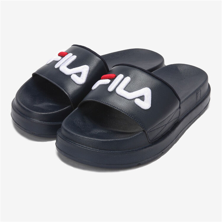 全球购 fila/斐乐 男女鞋 logo字母标时尚简约厚底拖鞋 深蓝色/2x-nnv