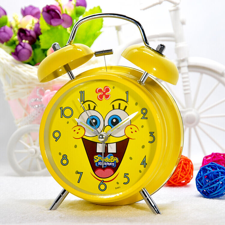 海绵宝宝闹钟创意学生儿童可爱卡通夜光静音床头简约大声音生活 4寸