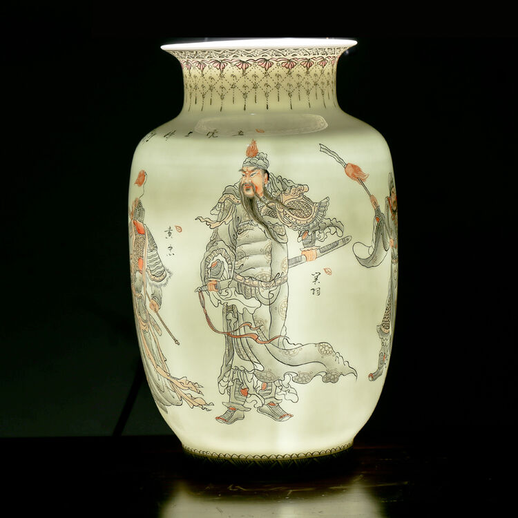 珐琅彩江西省高级工艺美术师官窑艺术顾问占春生作品五虎上将