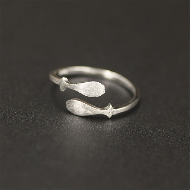 鑫隆盛 拉丝开口创意双鱼戒指食指环女
