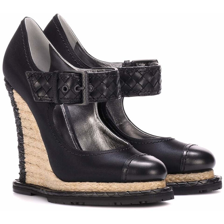 宝缇嘉/bv女鞋 绸缎麻底坡跟鞋 66442 图片色 36