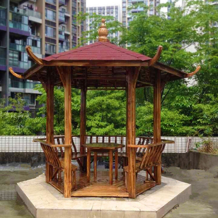 庭院防腐木凉亭户外 公园实木六角亭 景观亭子木屋 六角亭(彩瓦) 直径