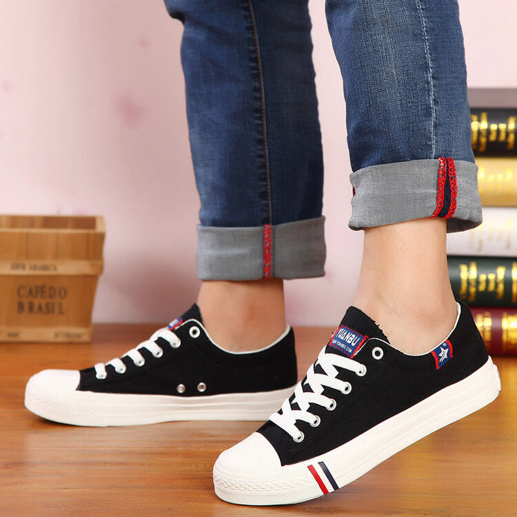 夏男孩帆布鞋子大童休闲运动鞋中学生白板鞋12-13-14-15-16-17岁 黑色