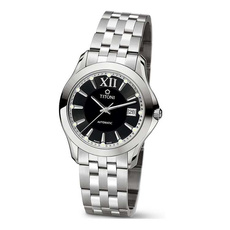 梅花(titoni) 动力系列 黑盘钢带 机械男表 瑞士手表腕表83929s-317