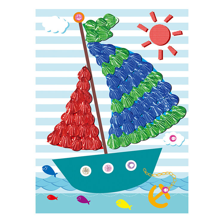 贝壳画 儿童手工制作材料包创意粘贴画幼儿园教具diy子玩具 1帆船