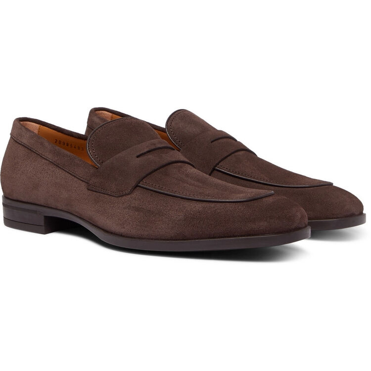 雨果博斯/男鞋 kensington 绒面革乐福鞋 72882 dark brown uk6