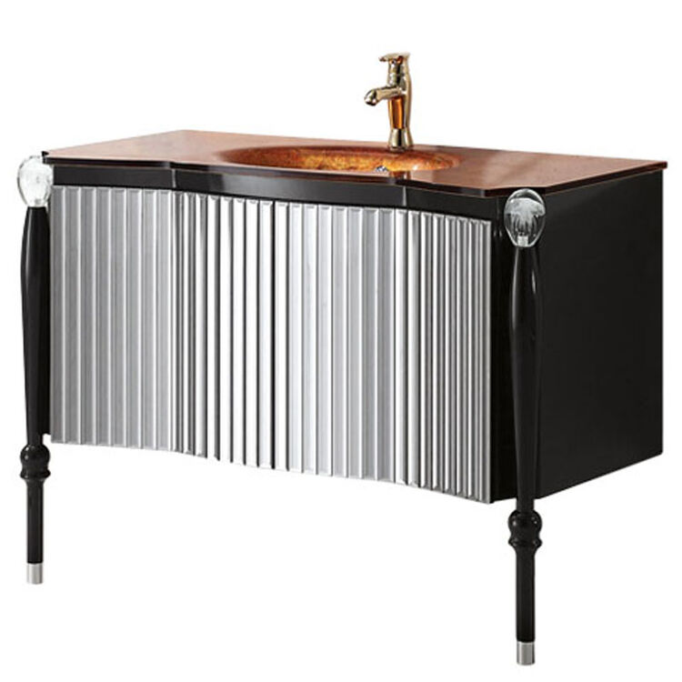 格拉仕伦 浴室柜组合套装卫浴洗脸盆柜洗漱台玻璃面盆落地式 实木浴室