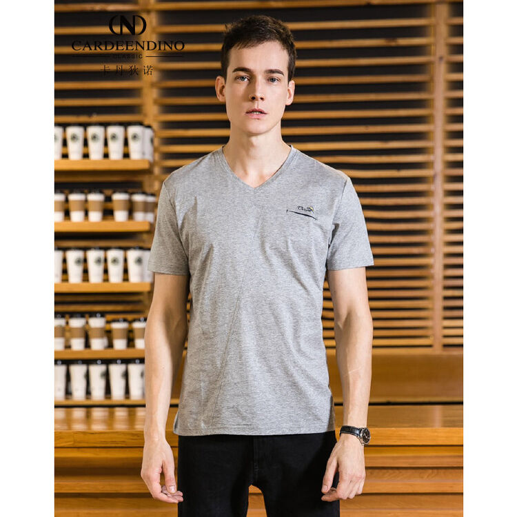 卡丹狄诺cardeendino 潮流时尚圆领短袖t恤男式 灰色 46
