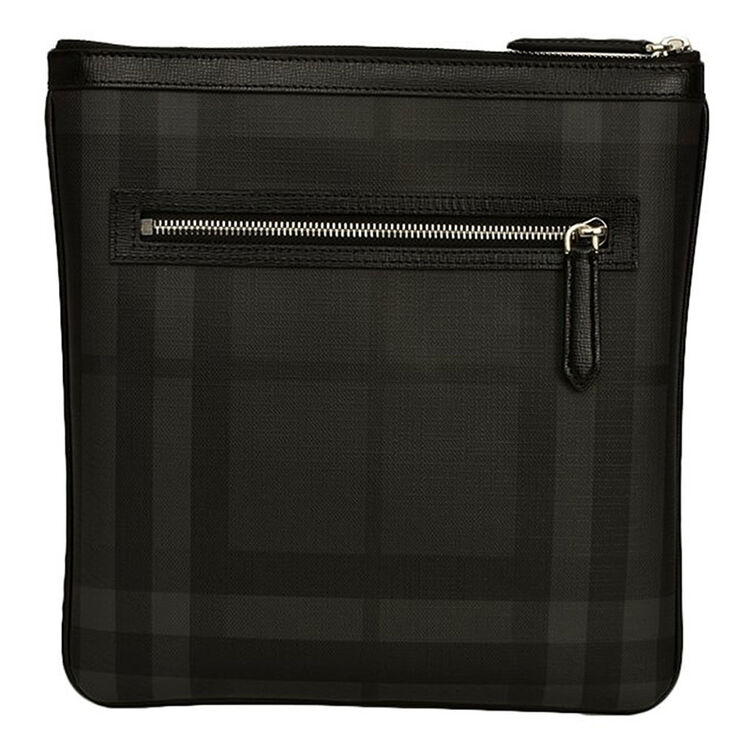 burberry 巴宝莉男包奢侈品 男士炭黑色pvc单肩斜挎包