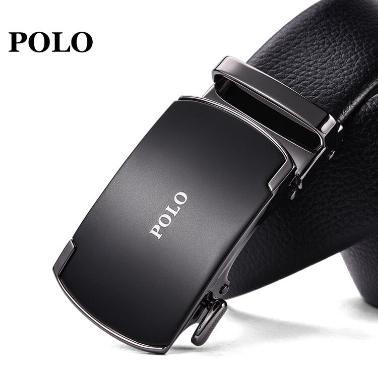 polo 男士皮带经典商务自动扣休闲腰带011021 枪扣黑带