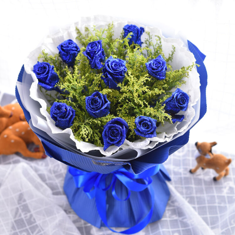 蓝色妖姬鲜花速递蓝玫瑰花束礼盒情人教师节礼物生日表白北京上海成都