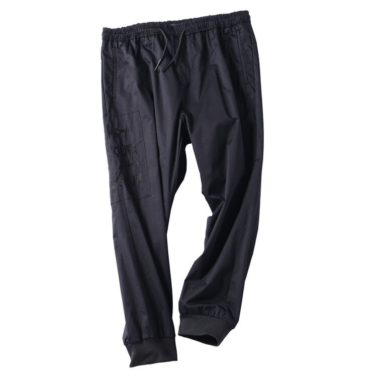 潮牌大码男装工装裤加肥加大胖子束脚多口袋长裤子 黑色 1xl