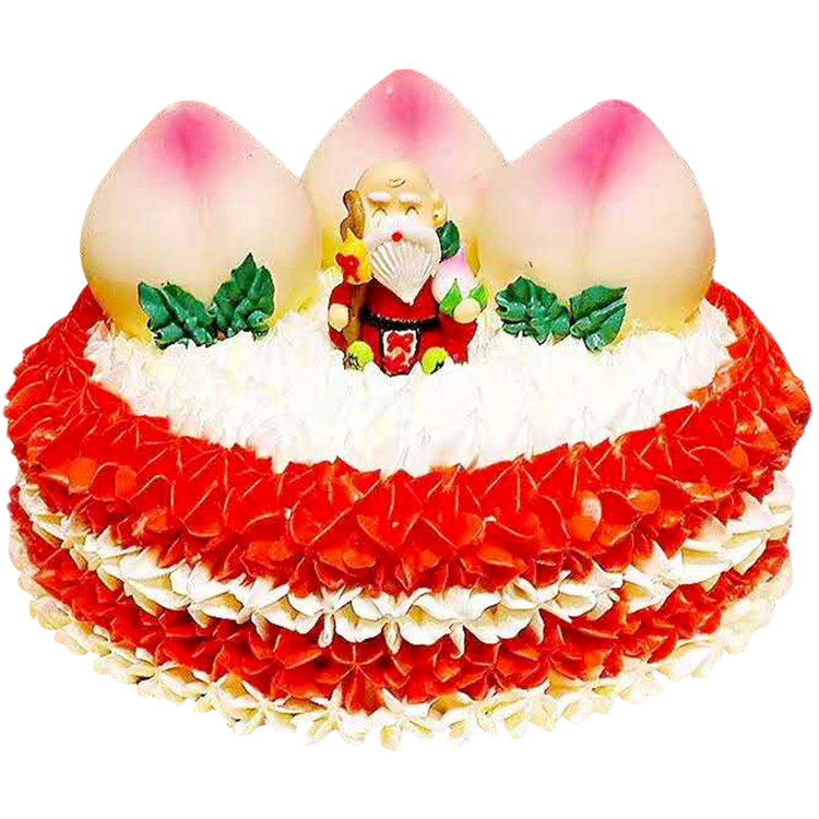 曼恒 老人寿桃祝寿生日蛋糕全国同城配送预定 8英寸