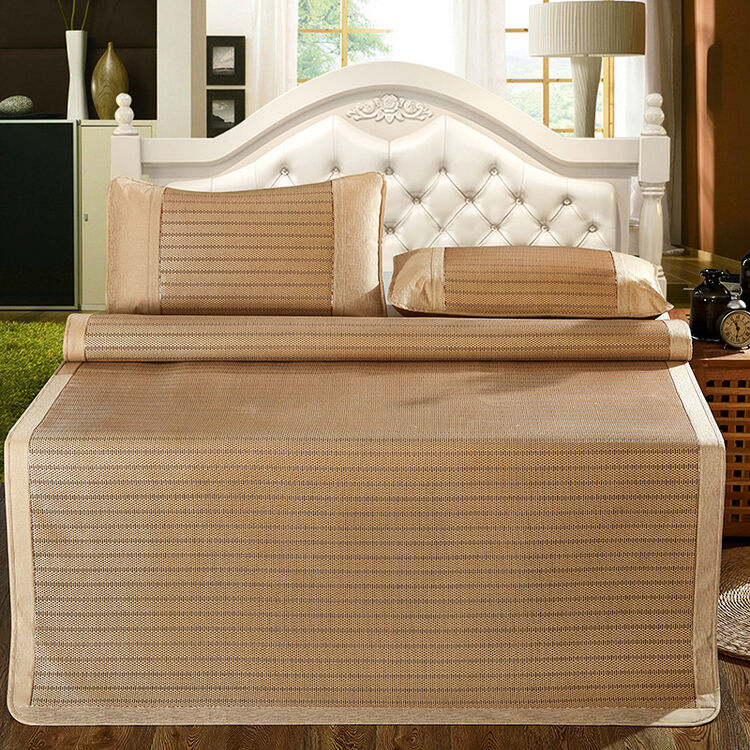 梦睿人 床上用品 凉席 新品冰藤席三件套 亲肤可折叠席 绿色 1.8米床