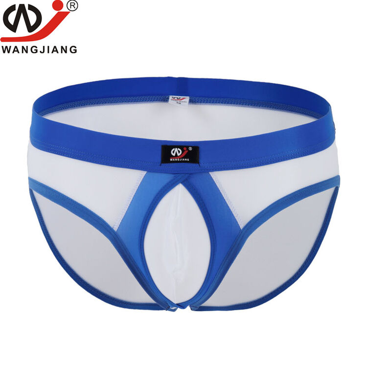 网将男士内裤 网纱透明吊环三角裤wj7023 蓝白色 m 2.3--2.5尺